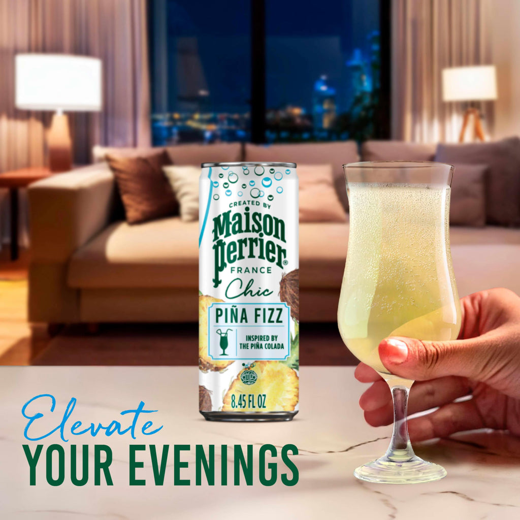 Maison Perrier Chic Mocktails Pina Fizz Sparkling Beverage, Case of 6, 4 Pack, 8.5 fl oz