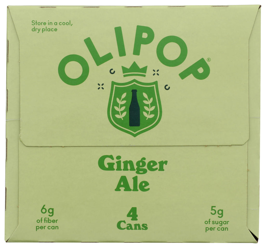 OLIPOP Ginger Ale Prebiotic Soda, Case Of 6 Multipacks, 4 Count, 12 Fl Oz Cans