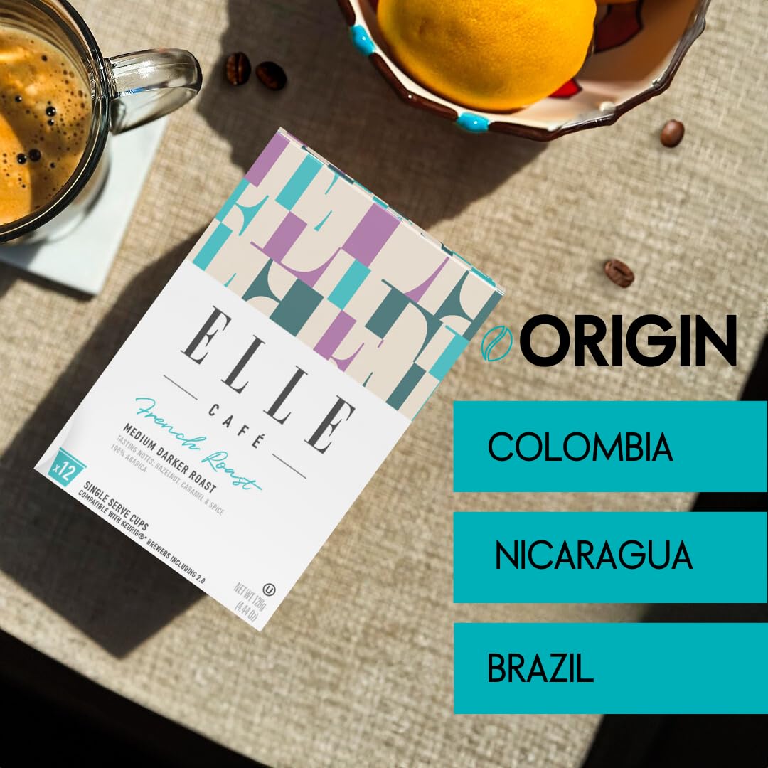 Elle Cafe Organic French Roast Coffee, Case of 6, 12 Count