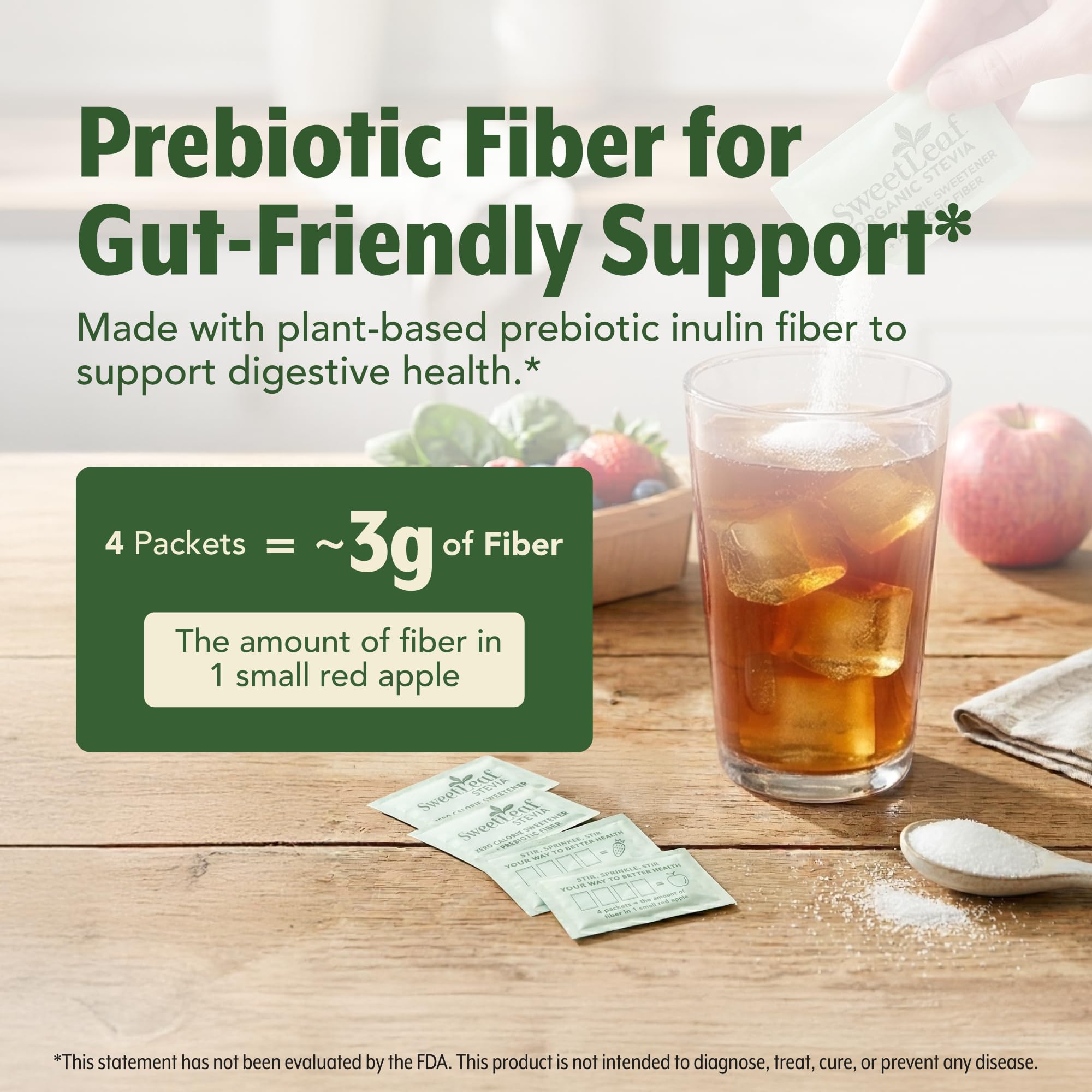 SweetLeaf Stevia Sweetener Packets with Prebiotic Fiber, Case of 6, 70 Count Boxes