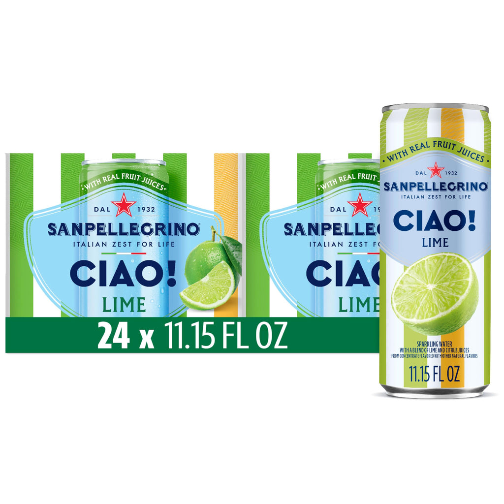 Sanpellegrino CIAO Lime Sparkling Water, Case Of 4, 6 Count, 11.15 Fl Oz