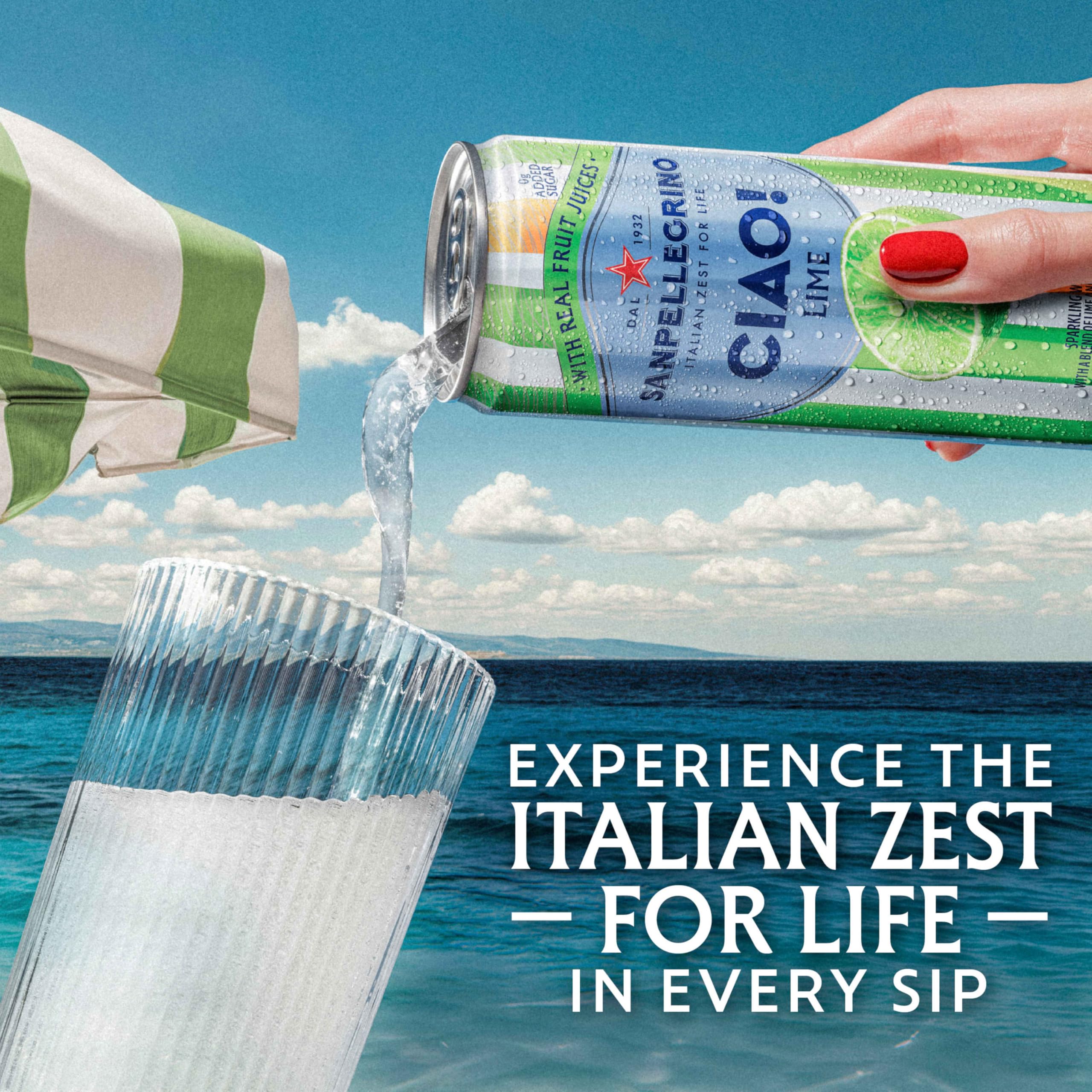 Sanpellegrino CIAO Lime Sparkling Water, Case Of 4, 6 Count, 11.15 Fl Oz