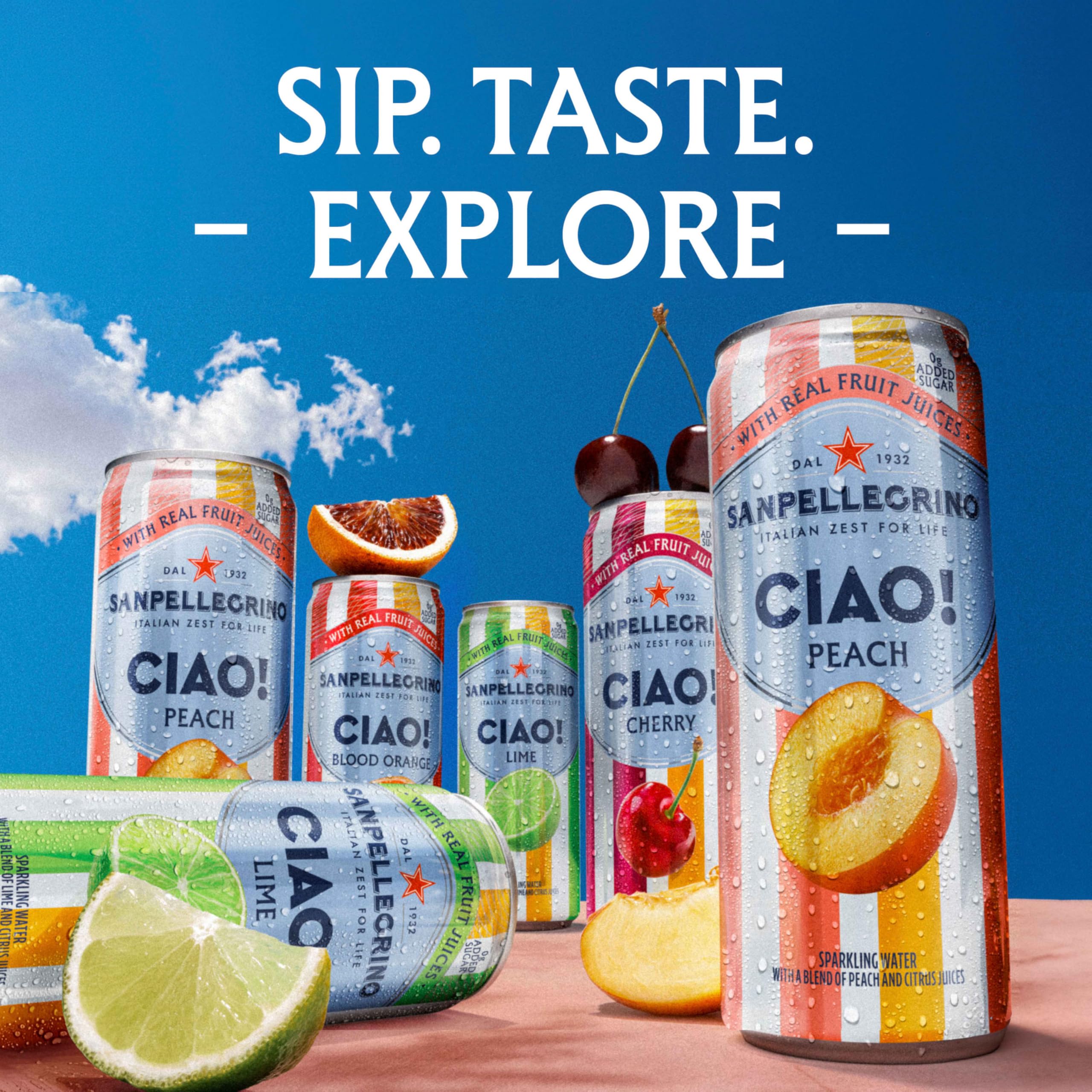 Sanpellegrino CIAO Lime Sparkling Water, Case Of 4, 6 Count, 11.15 Fl Oz