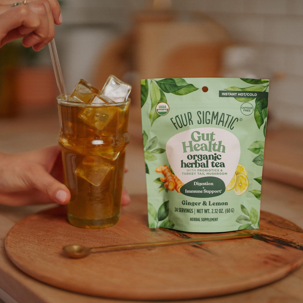 Four Sigmatic Organic Happy Gut Herbal Instant Tea, Case of 6, 2.12 oz Each