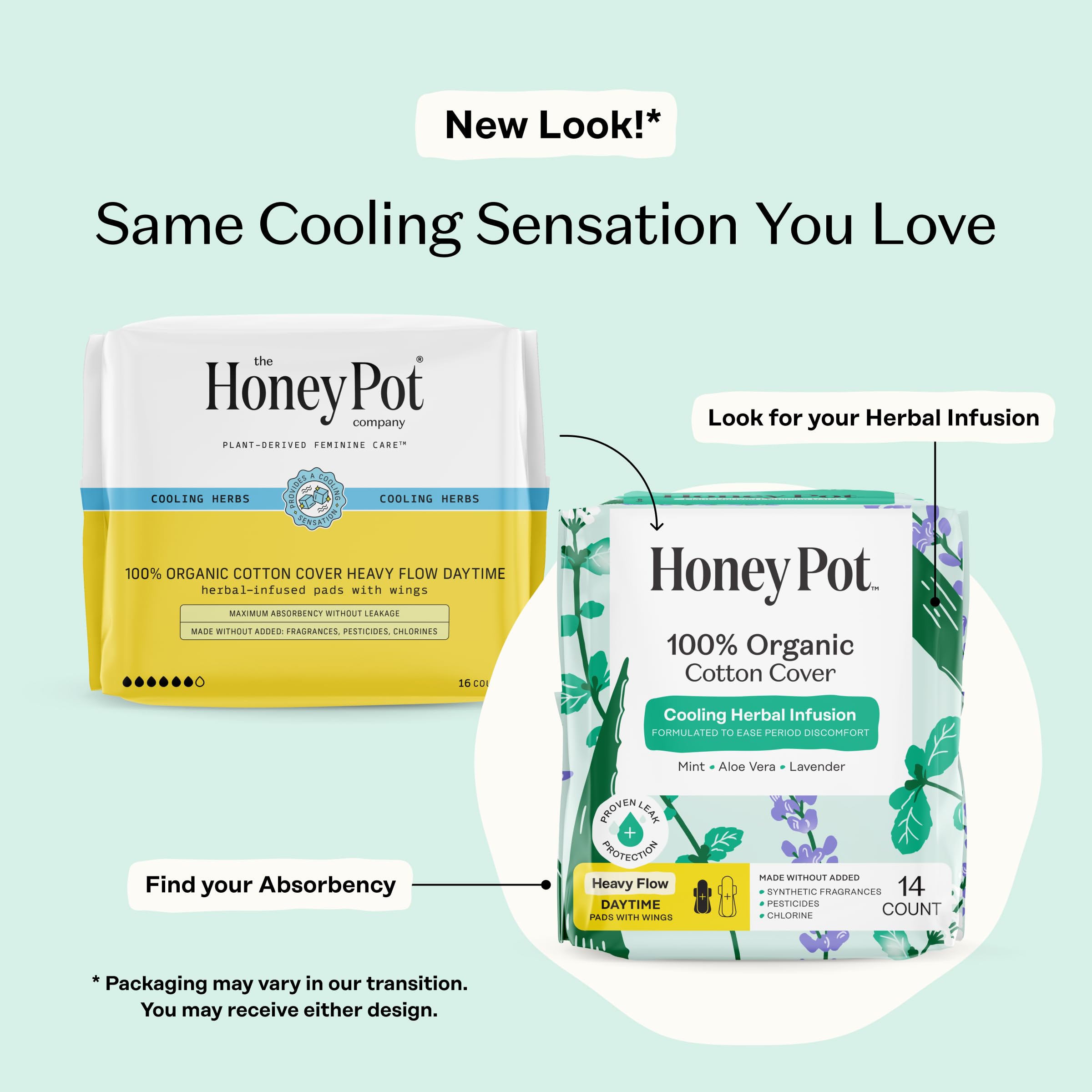 The Honey Pot Heavy Flow Daytime Pads, 14 Count