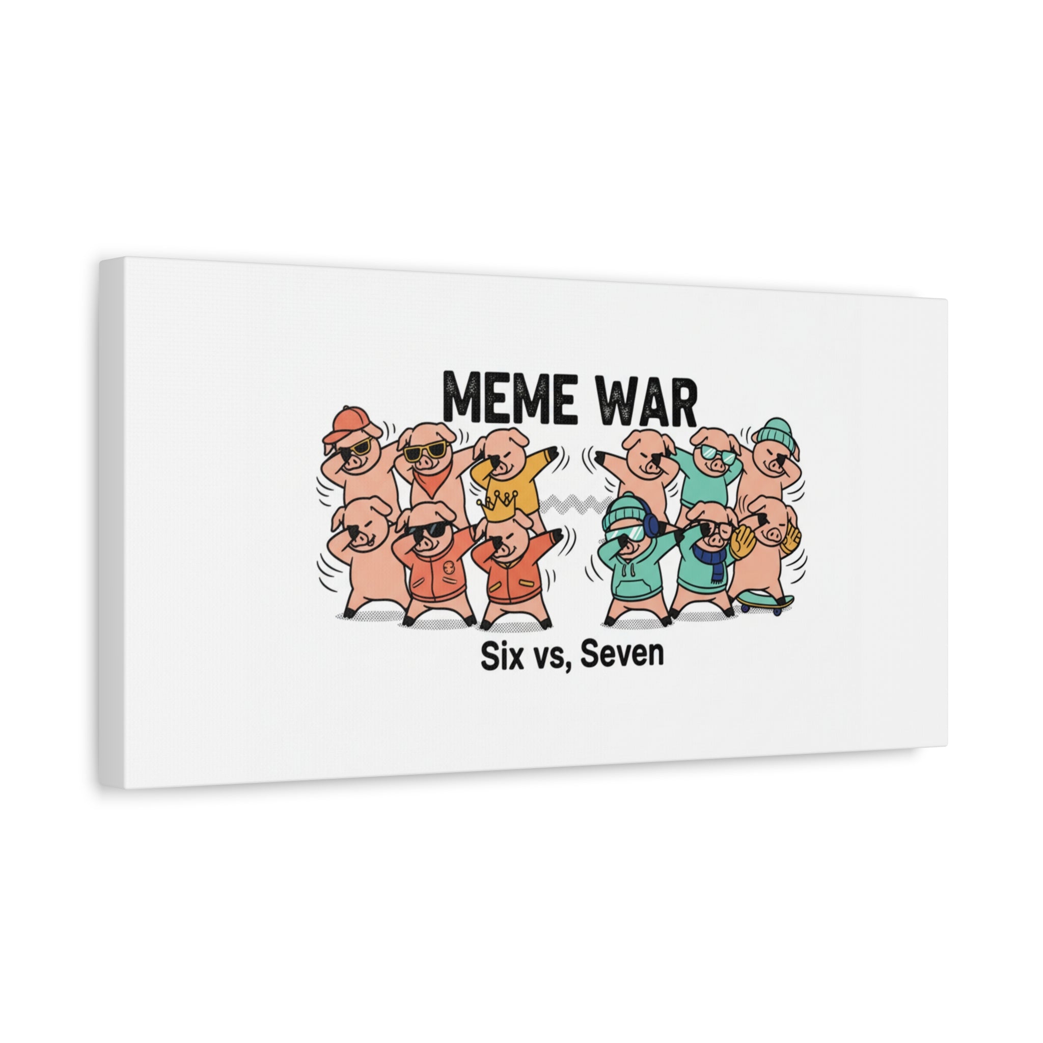 Meme War: Six vs. Seven Canvas Wall Art
