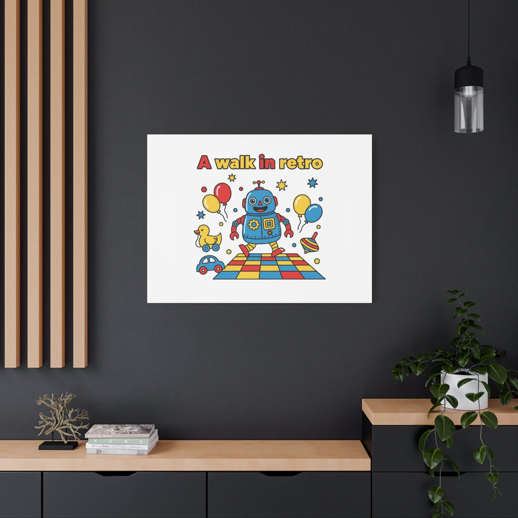 Retro Toy Robot Canvas | Throwback Kid, Primary Color Nostalgia