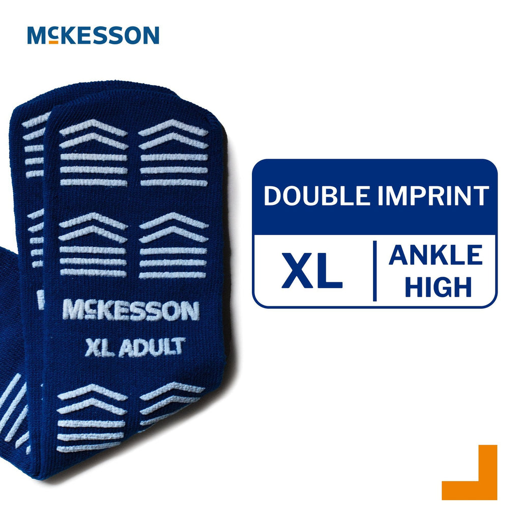 Slipper Socks McKesson Unisex Adult X-Large Double Tread Single Patient Use Royal Blue 16-XL-3816-D