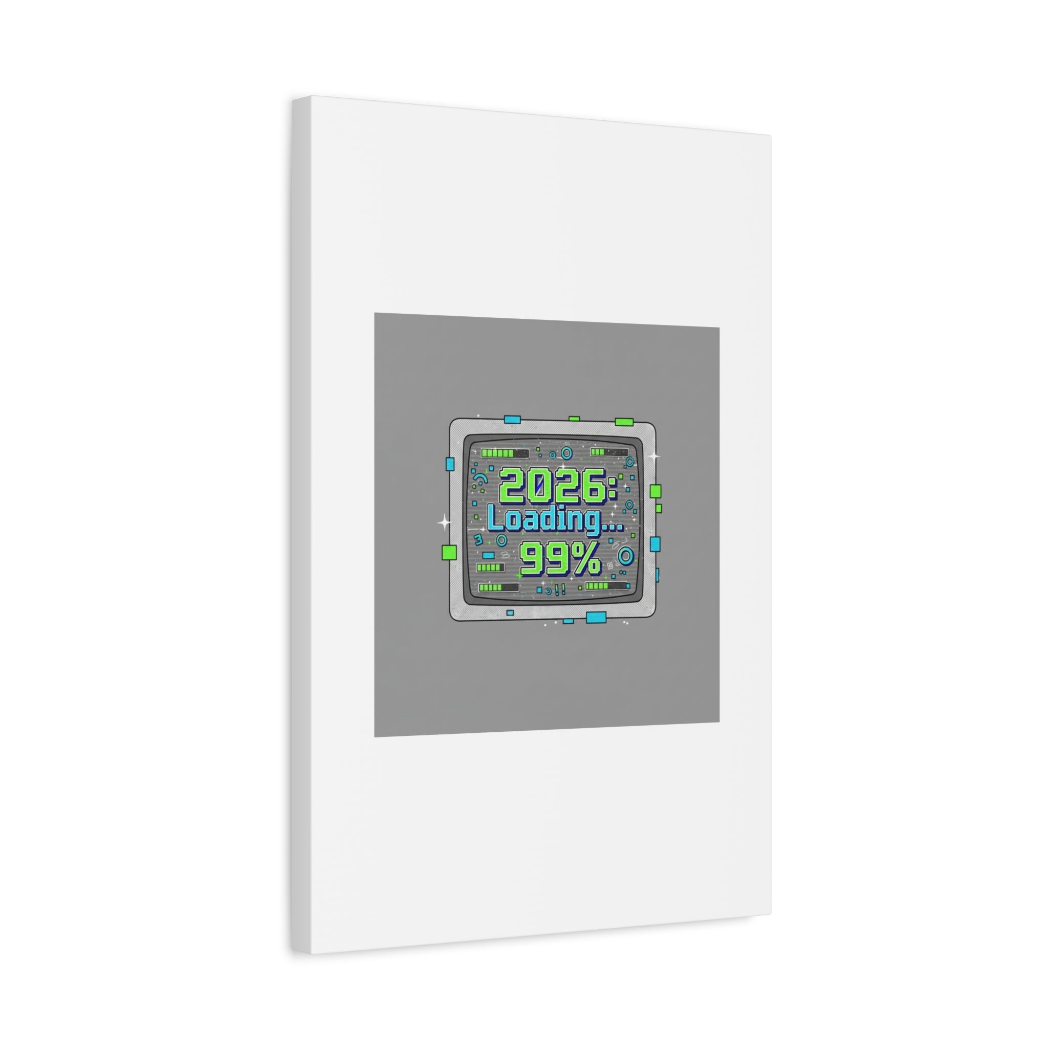 2026 Loading 99% Canvas | NYE countdown, retro system interface