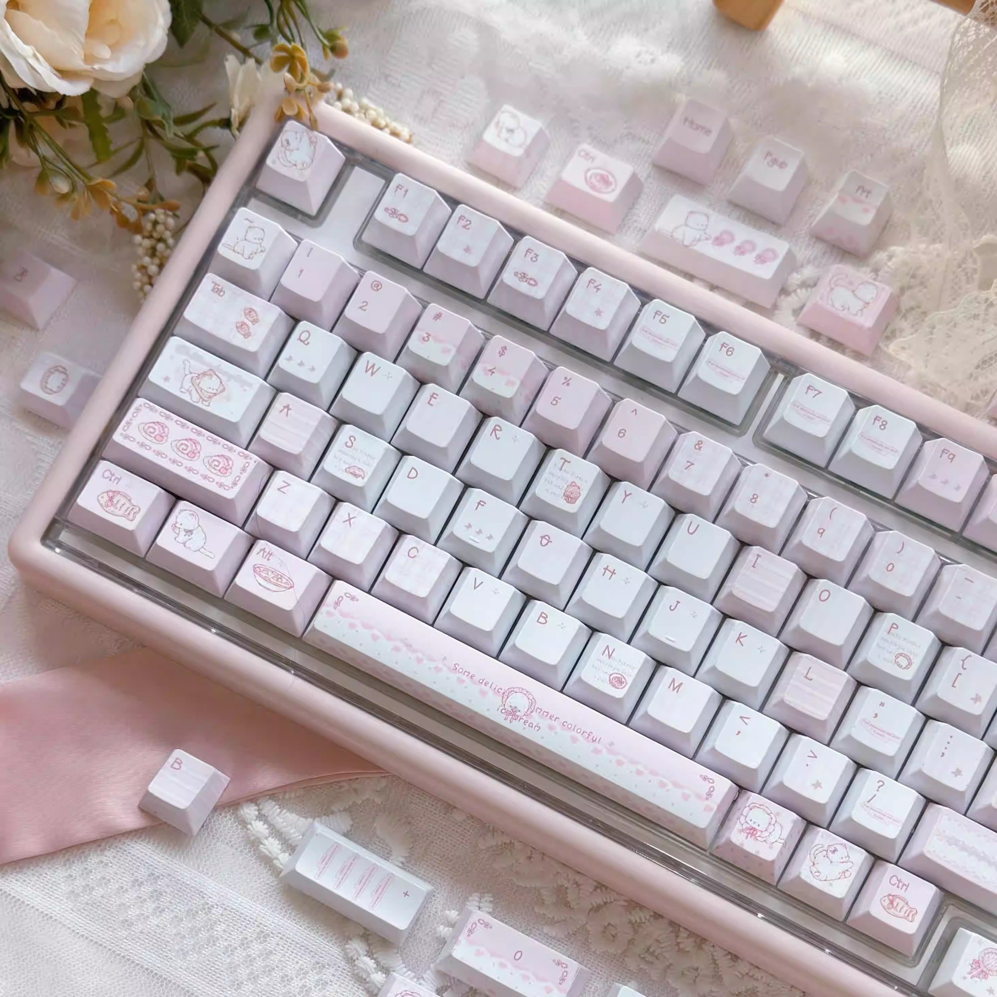 Dessert Meow Original Height Five-sided Sublimation Keycaps Suitable For Mechanical Keyboards