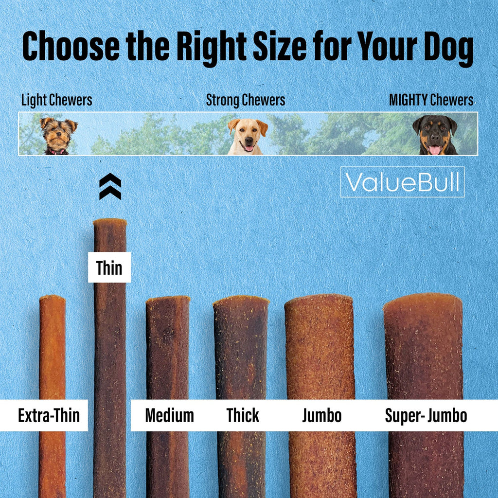 ValueBull Collagen Sticks for Small Dogs, 12 Inch Thin Chews, Natural Dog Treats, 10 Count