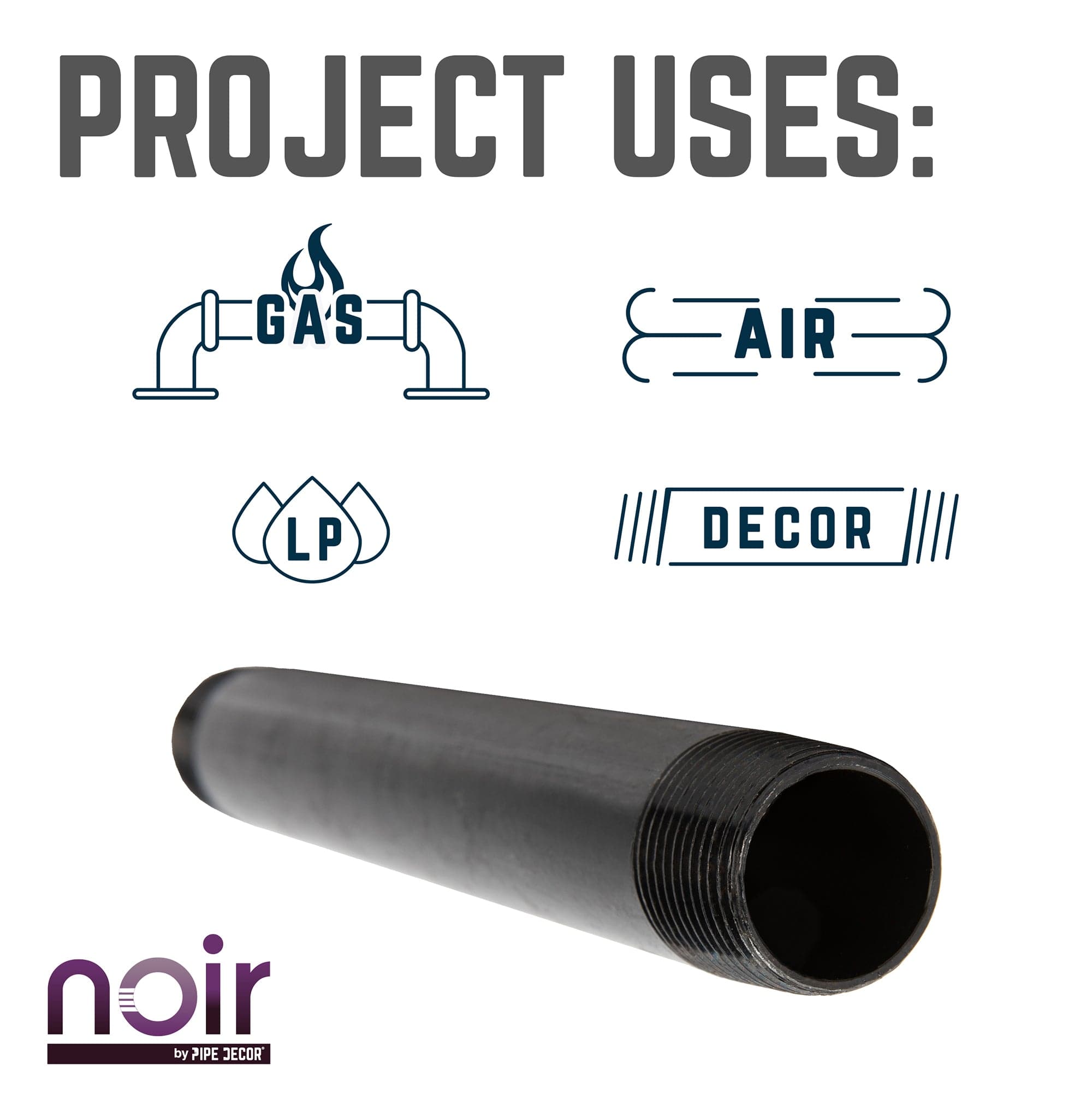 1/2 in. x 6 in. Prefinished Matte Black Pipe