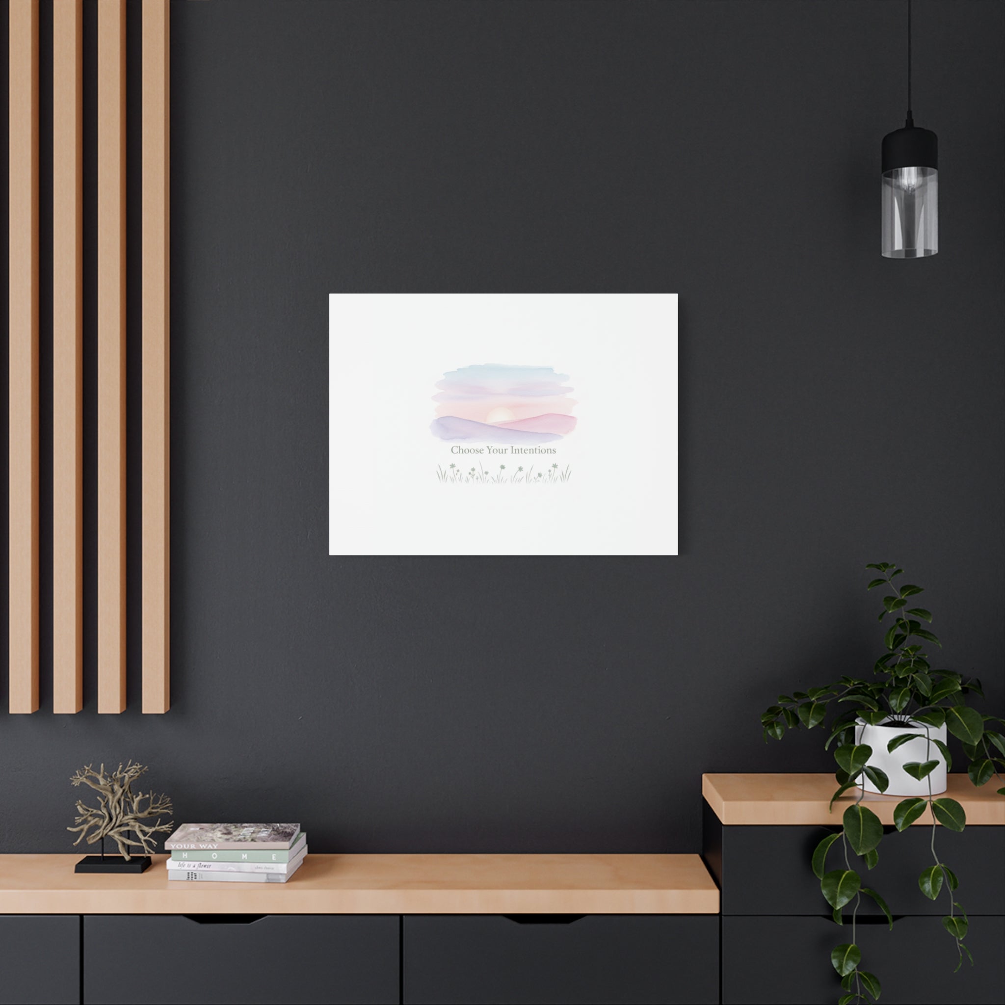Choose Your Intentions Canvas, soft wellness poster, pastel gradient mindfulness art