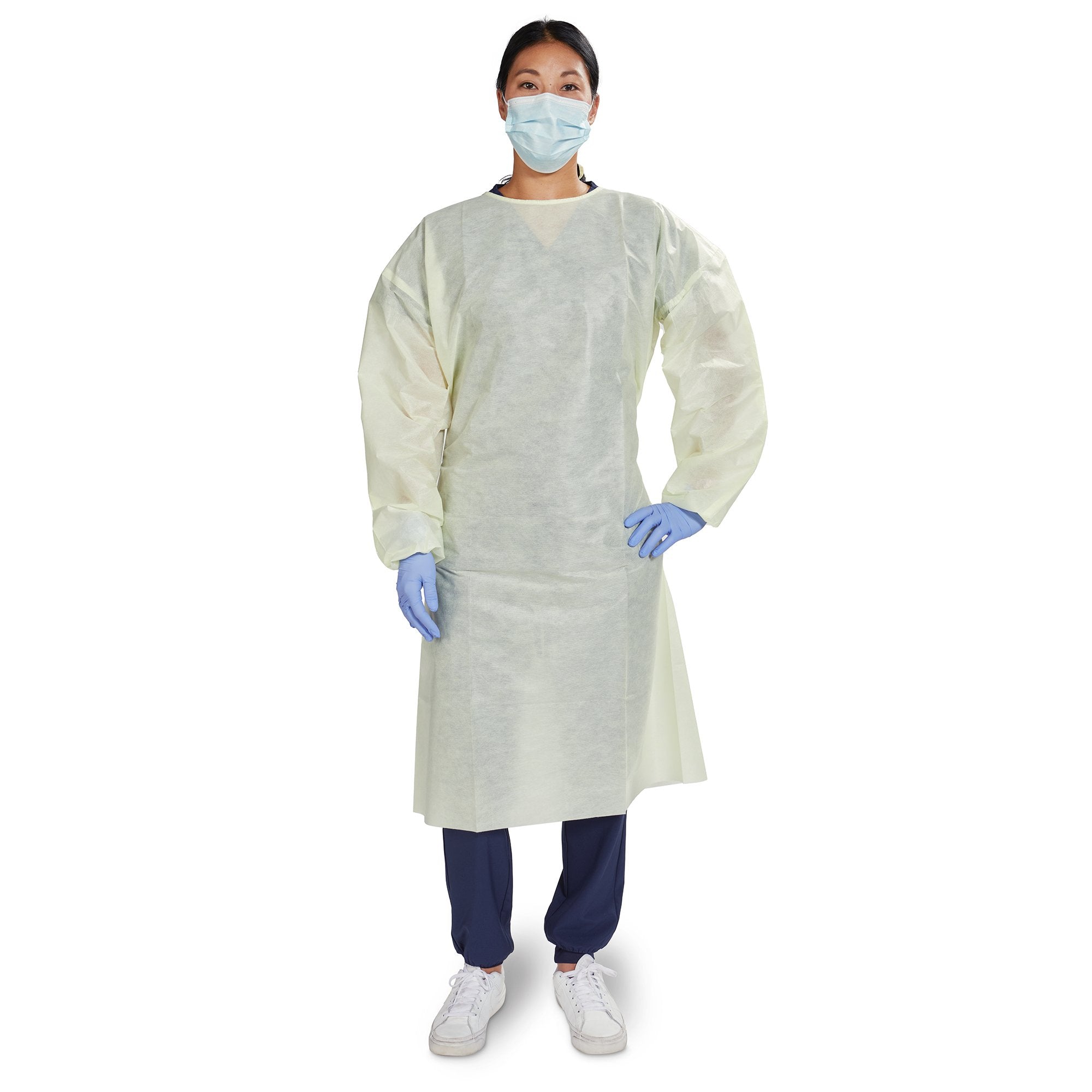 McKesson AAMI Level 2 Isolation Gown, Tie Neck Style, One Size Fits Most, Yellow 16-L2NWT6Y-OSFM