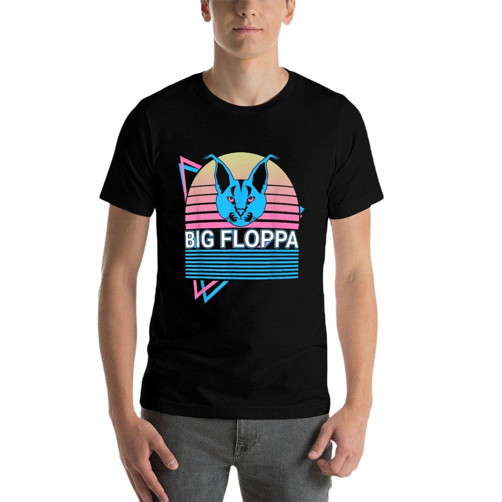 Big Floppa Caracal Cat Meme Retro Men Women Girls Kids  Breathable T-Shirt