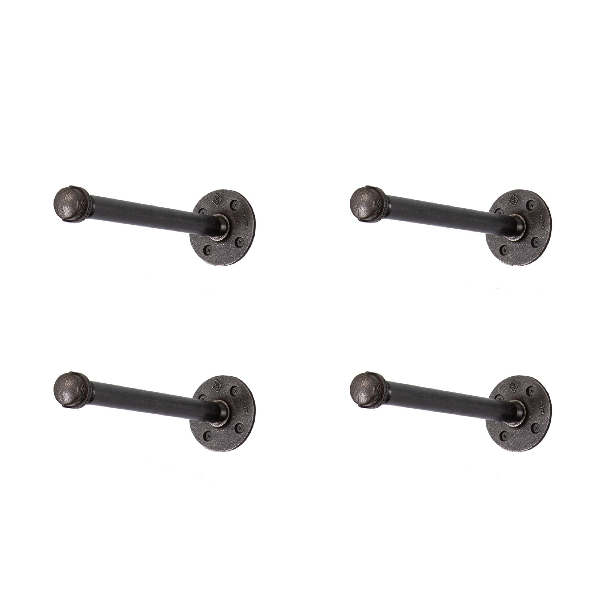 1/2 in. x 12 in. Noir Black Clothing Hanging Bracket Kit, 4 Pack