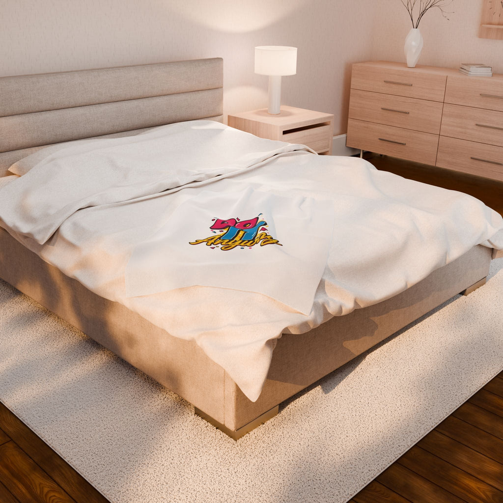 Do It Anyway Typography Velveteen Plush Blanket | Maximalist Stacked Type