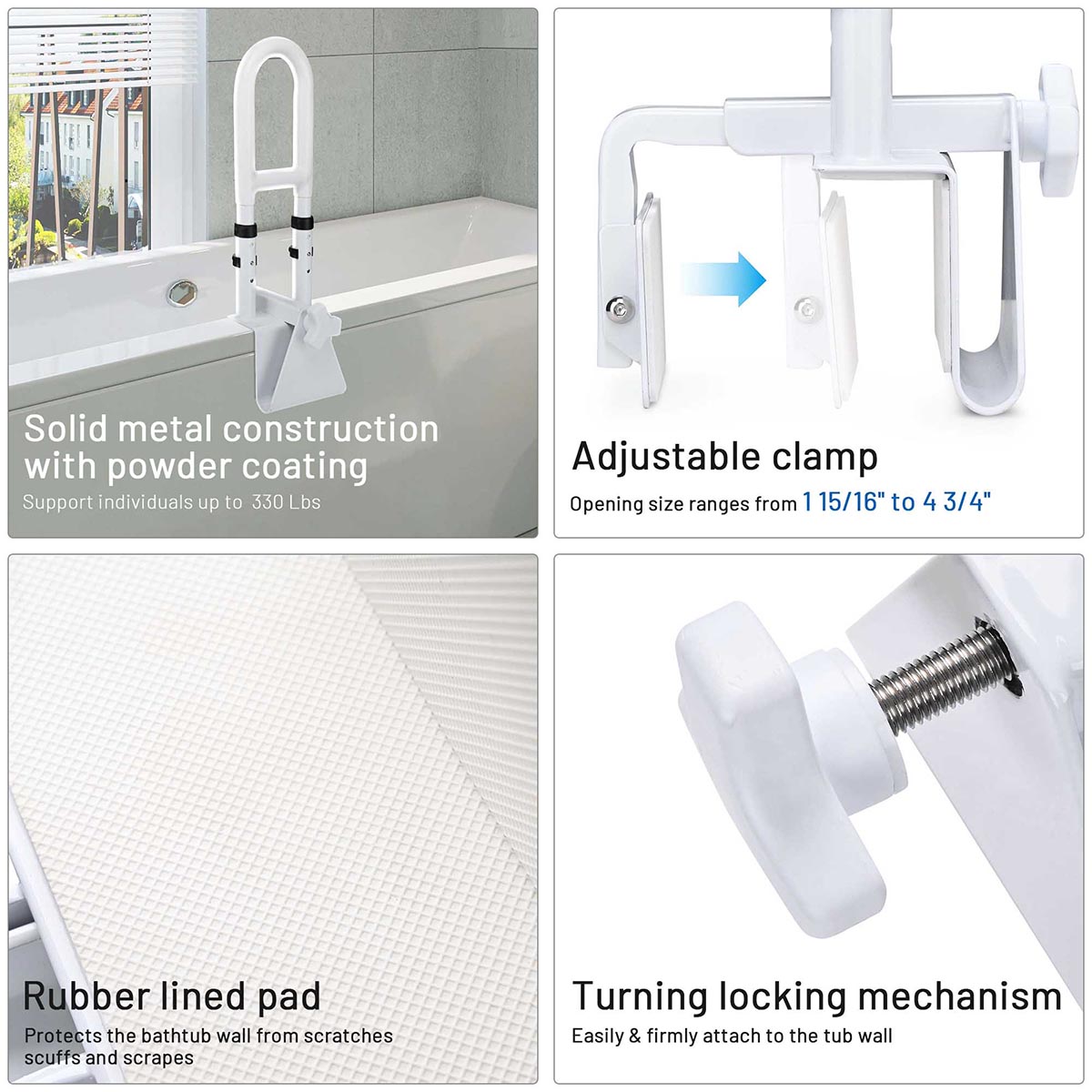 Yescom Bathroom Bathtub Grab Bar Shower Safety Handrail Adjustable