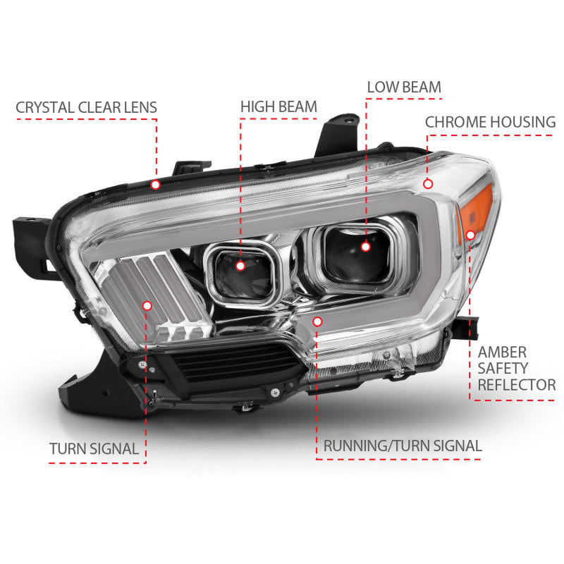 Anzo  2016-2017 Toyota Tacoma Projector Headlights w/ Plank Style