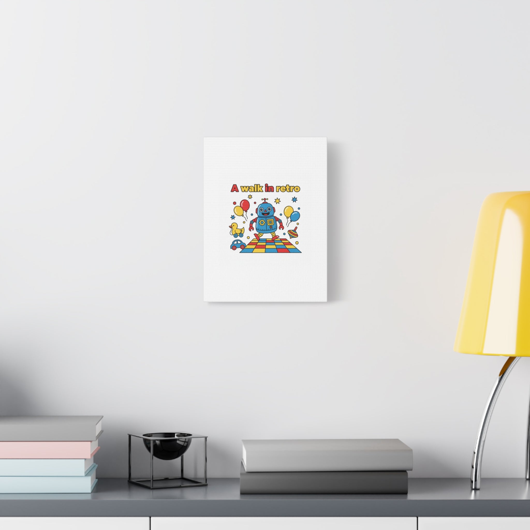 Retro Toy Robot Canvas | Throwback Kid, Primary Color Nostalgia