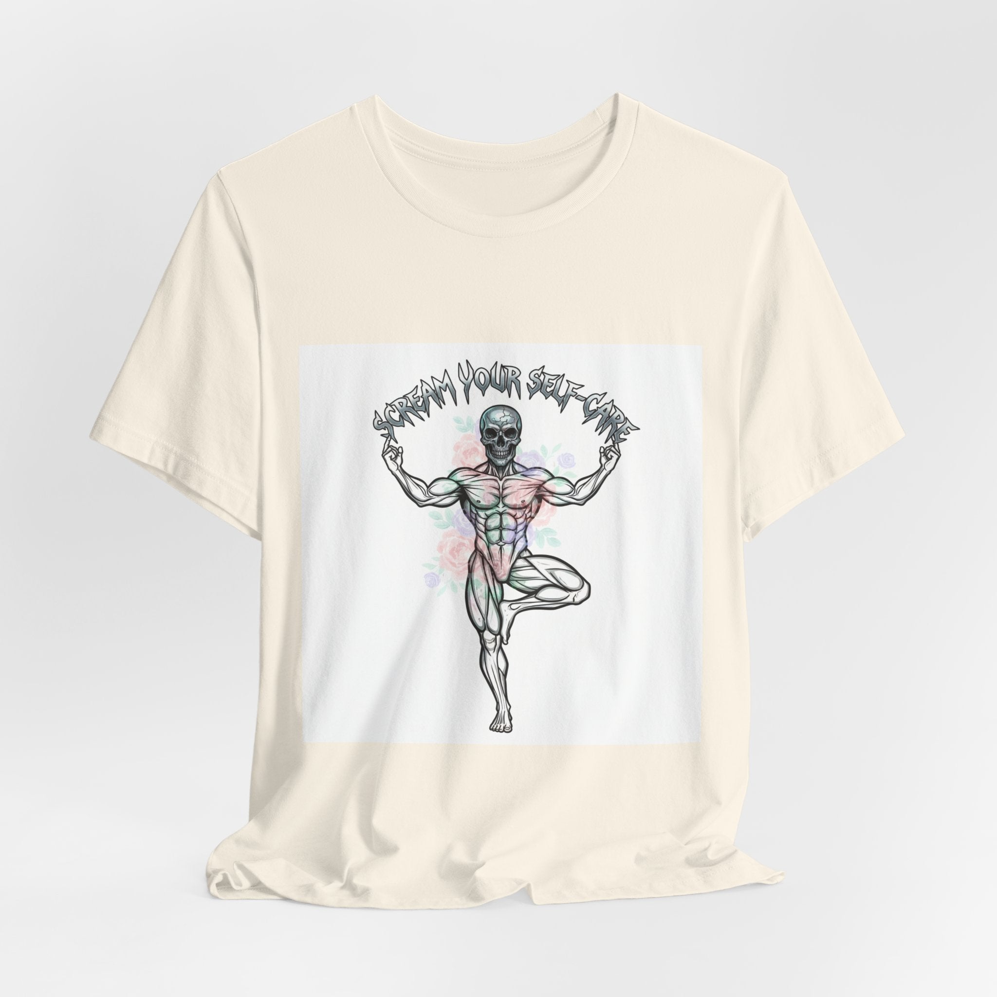 Hard Rock Motivational Skull Yoga Tee | metal font shirt, gothic wellness quote