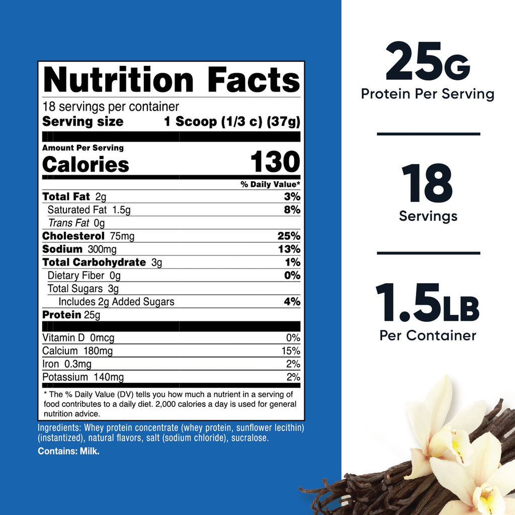 Oral Supplement Nutricost Whey Protein Concentrate Vanilla Flavor Powder 1.5 lb. Canister NCW025101
