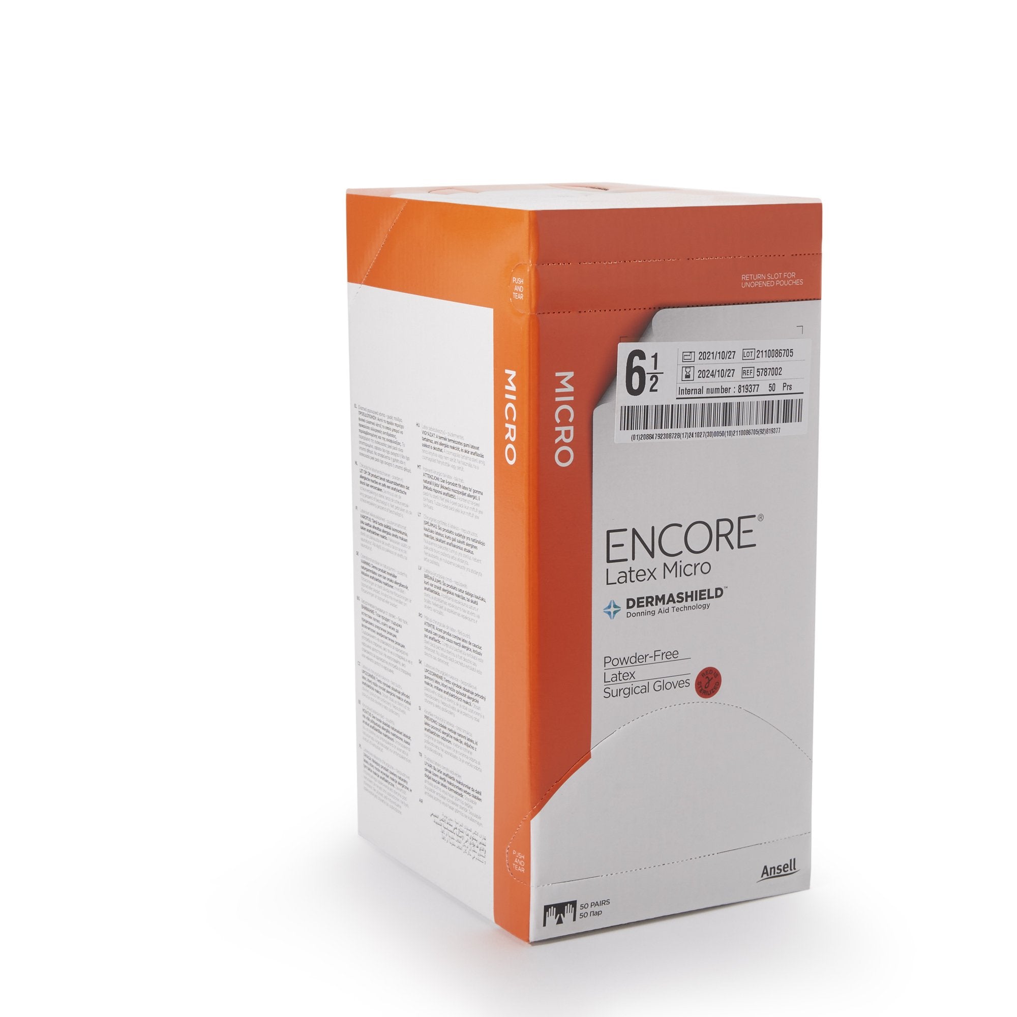 Encore® Latex Micro Surgical Glove, Size 6.5, Brown 5787002