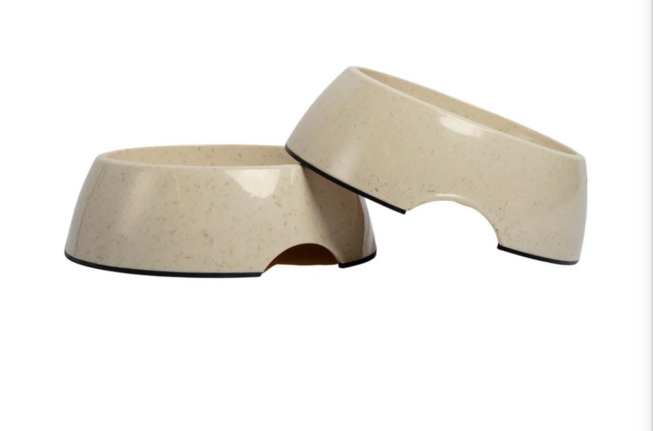 Eco-Friendly Bamboo Dog Bowl - White Swan