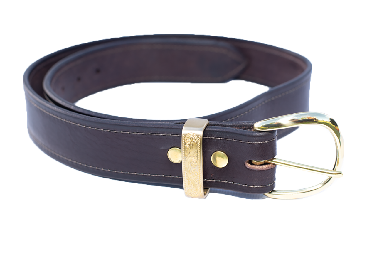 Leather Belt with Metal Belt Keeper Unisex