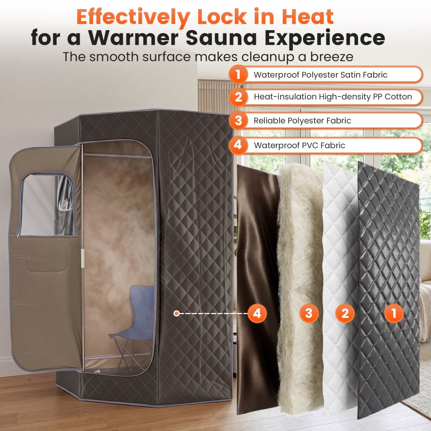 3L Portable Steam Sauna for Home Fast-Heat with 9-Level Remote Control and Folding Chair