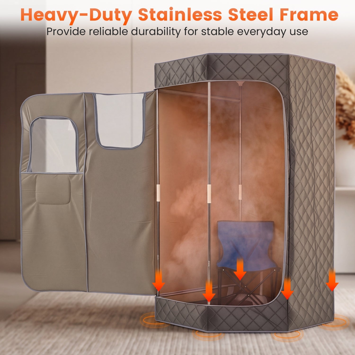 3L Portable Steam Sauna for Home Fast-Heat with 9-Level Remote Control and Folding Chair