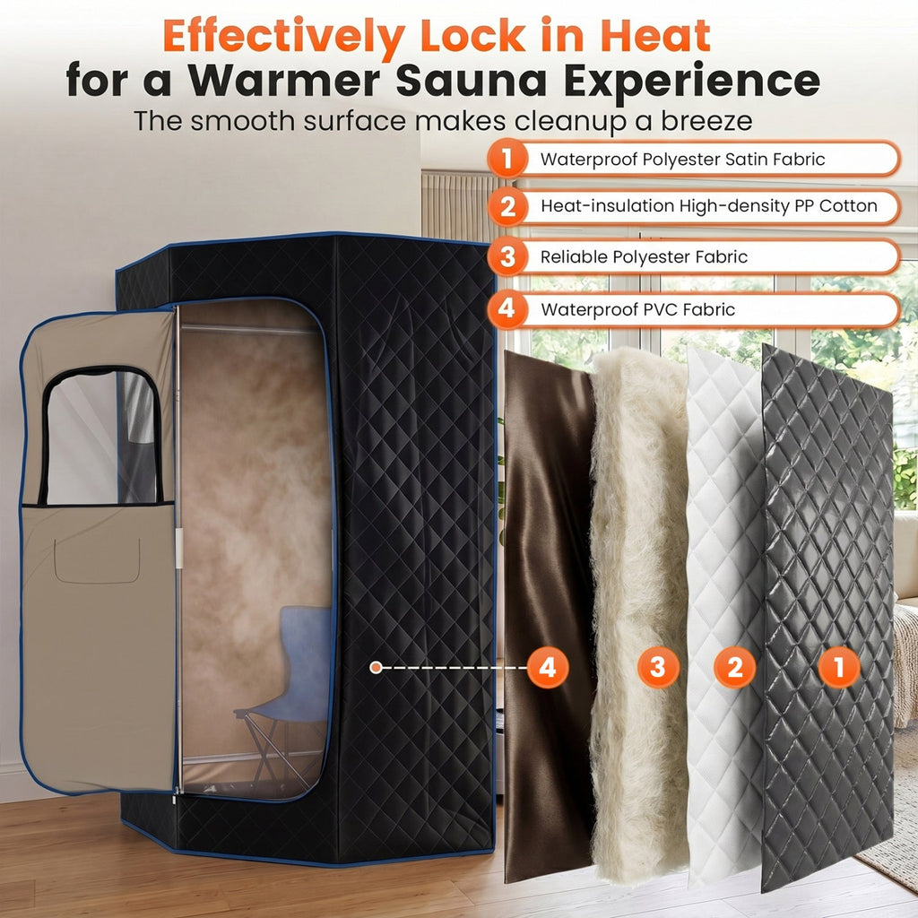 3L Portable Steam Sauna for Home Fast-Heat with 9-Level Remote Control and Folding Chair