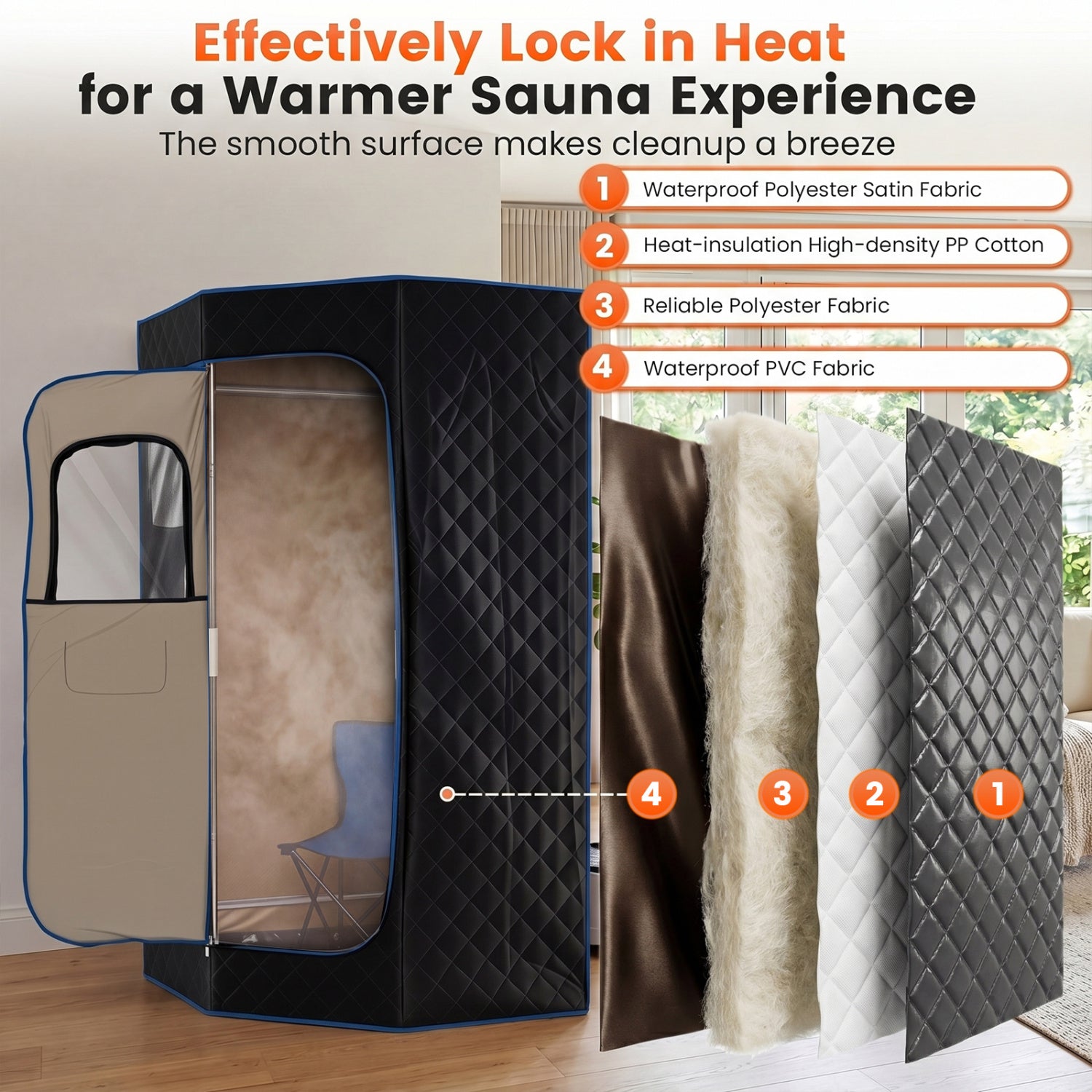 3L Portable Steam Sauna for Home Fast-Heat with 9-Level Remote Control and Folding Chair