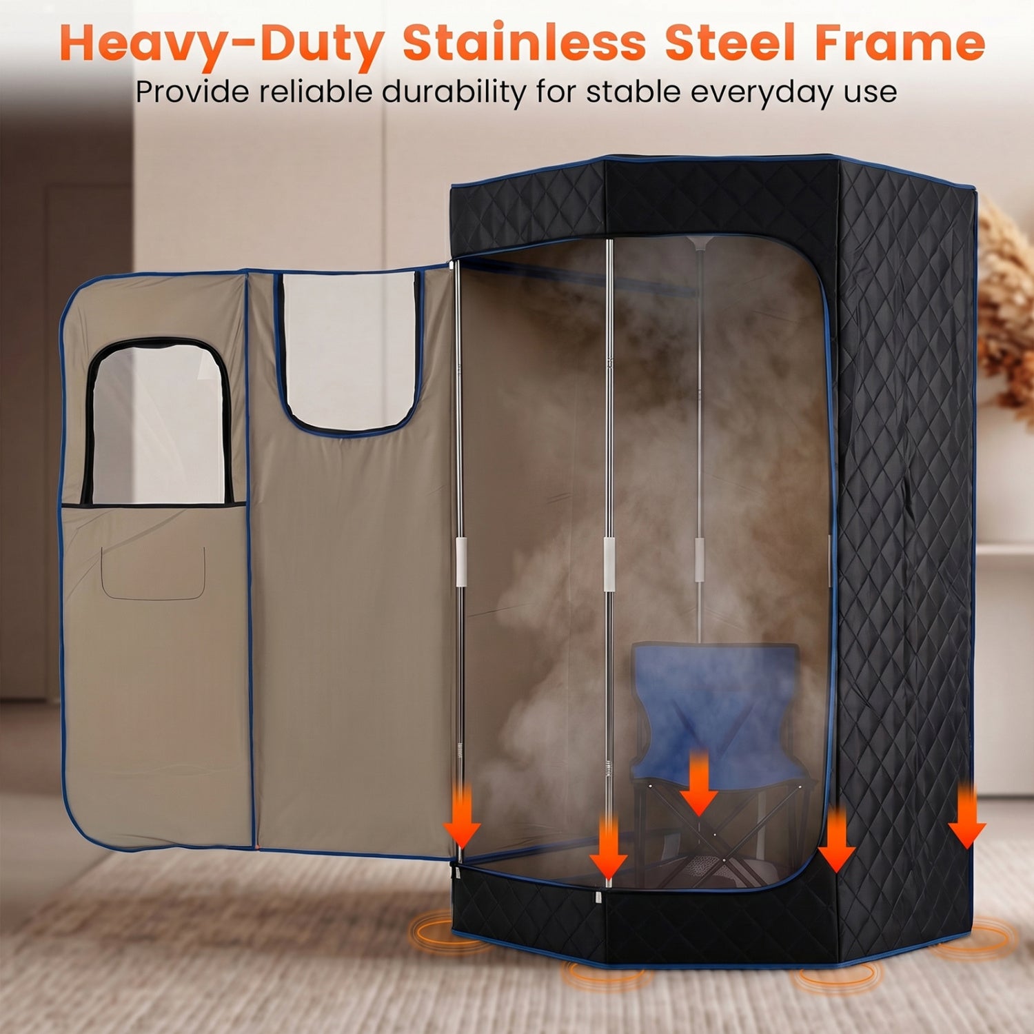 3L Portable Steam Sauna for Home Fast-Heat with 9-Level Remote Control and Folding Chair