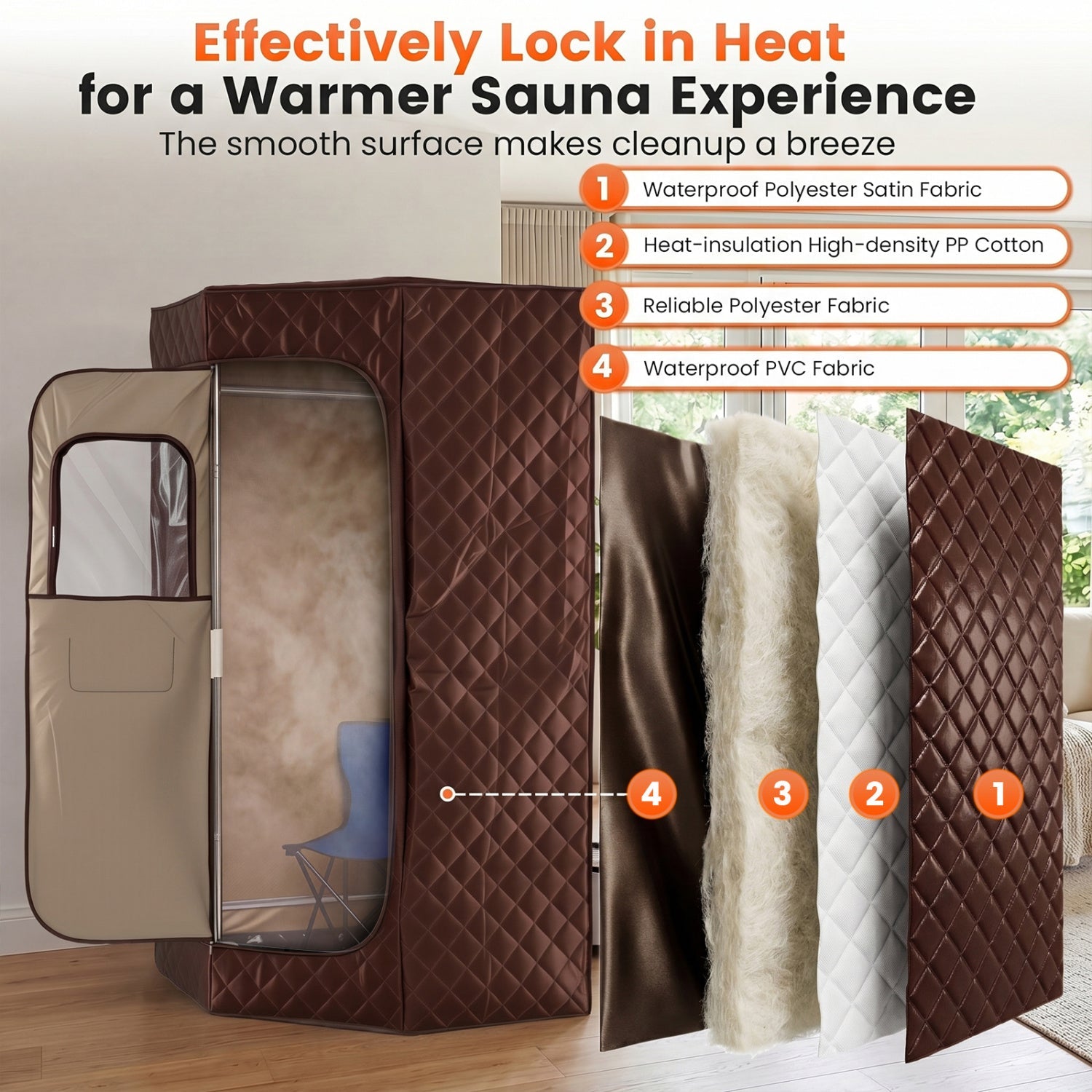 3L Portable Steam Sauna for Home Fast-Heat with 9-Level Remote Control and Folding Chair
