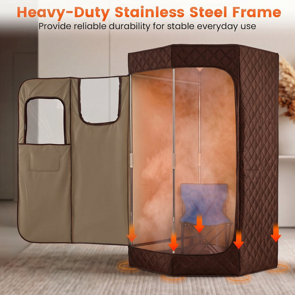 3L Portable Steam Sauna for Home Fast-Heat with 9-Level Remote Control and Folding Chair