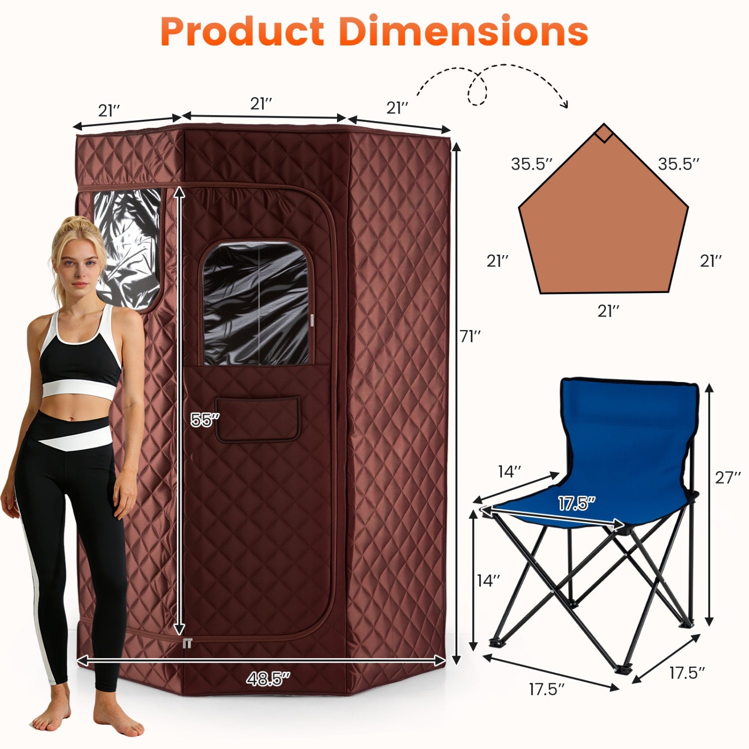 3L Portable Steam Sauna for Home Fast-Heat with 9-Level Remote Control and Folding Chair