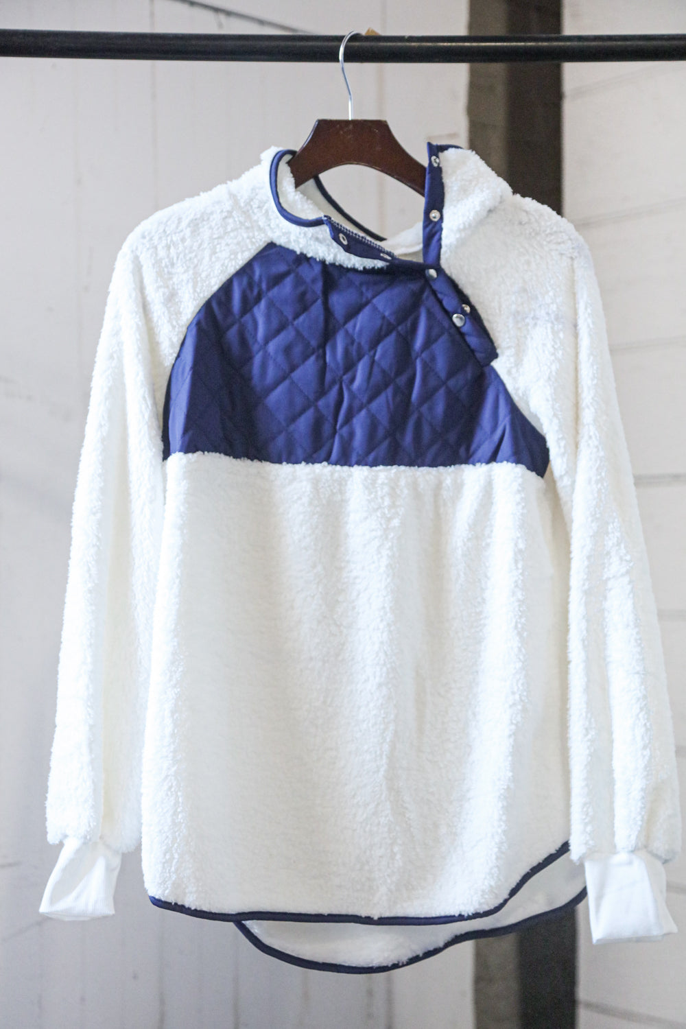 Ivory & Navy Sherpa Sweater