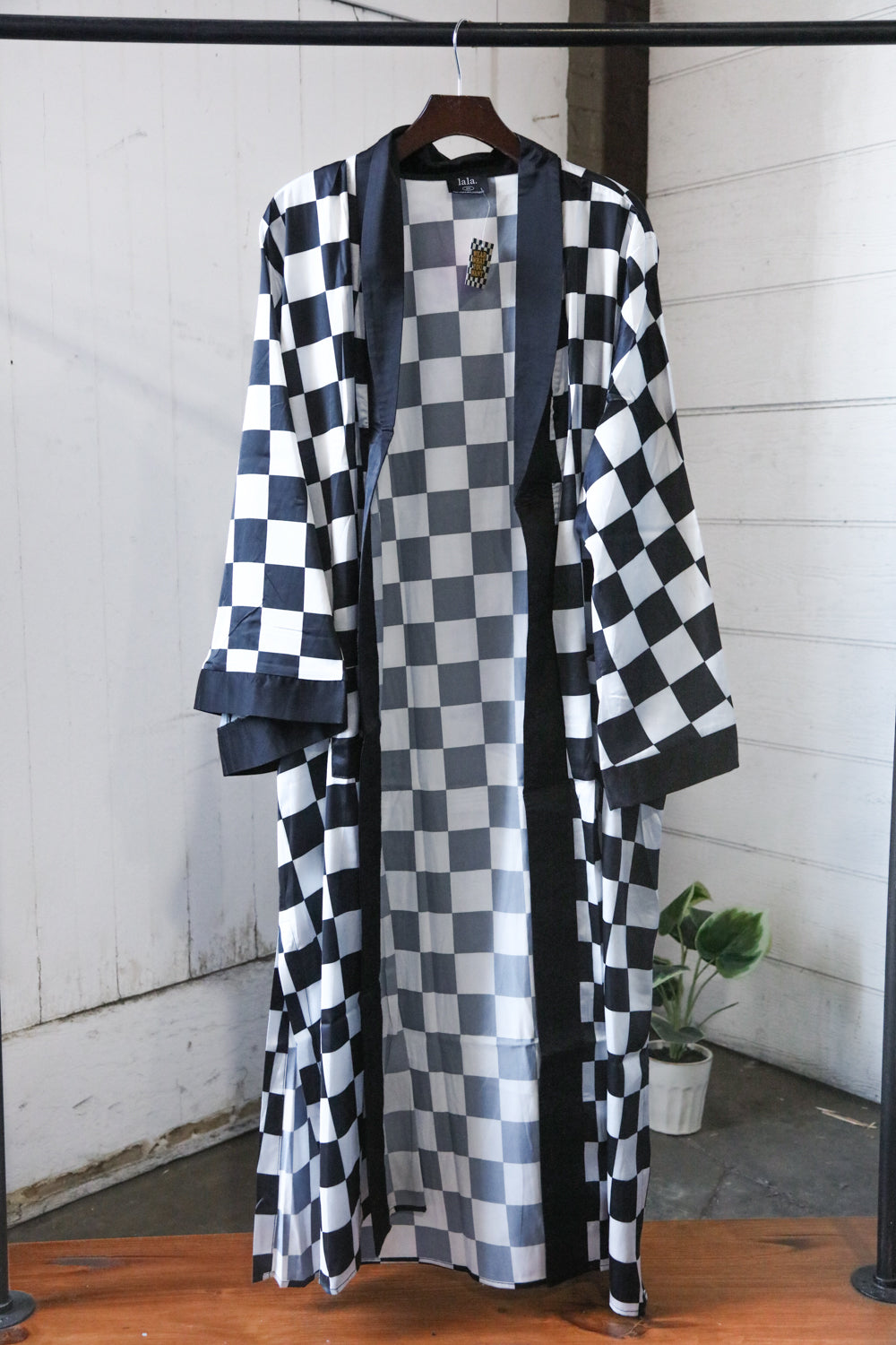 Checkered Silky Cardigan