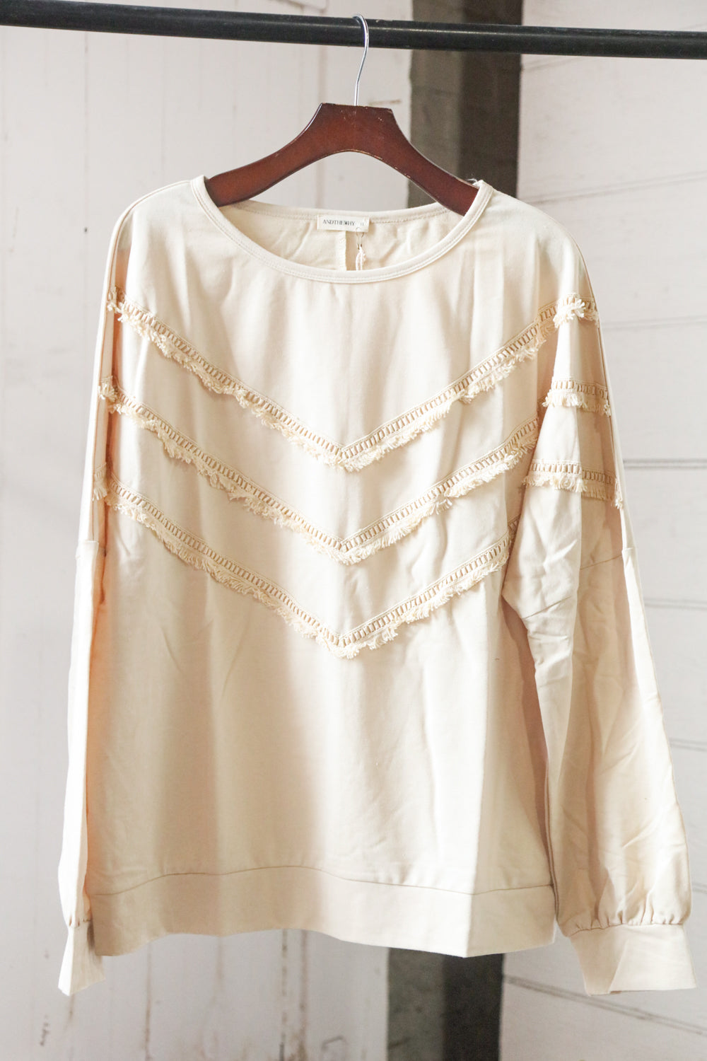 Plus Taupe Fringe Sweater