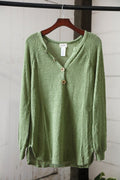 Olive Thermal Button Top