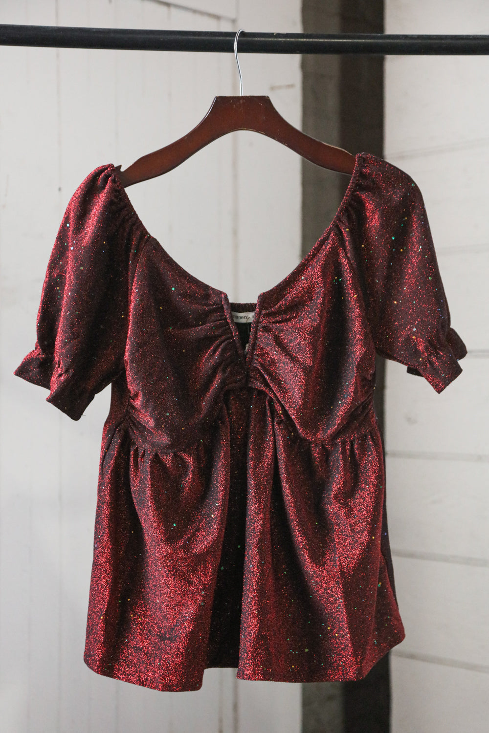 Red Glitter Holiday Top