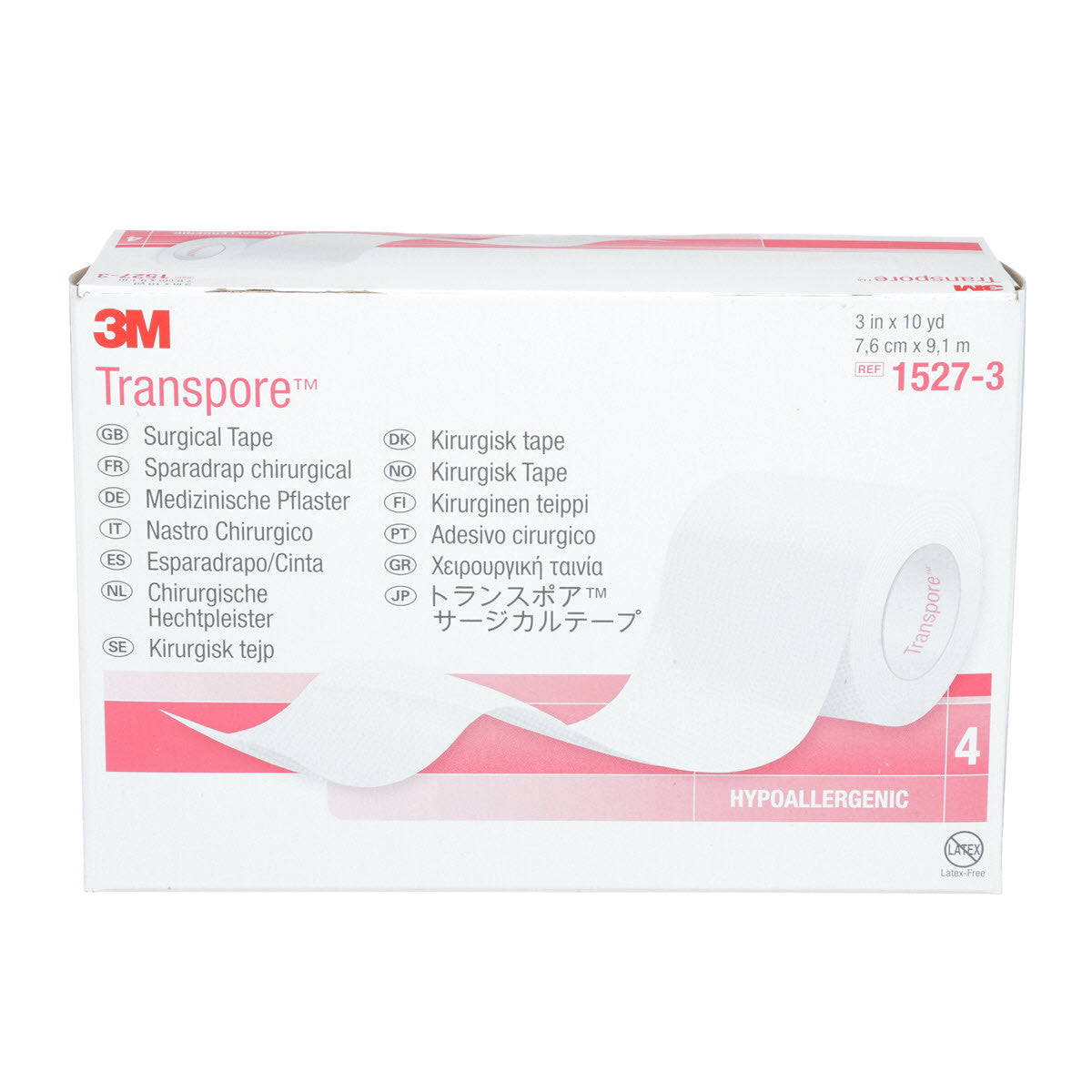 3M Transpore™ Clear Porous Plastic Tape 3" x 10 Yards - 1527-3