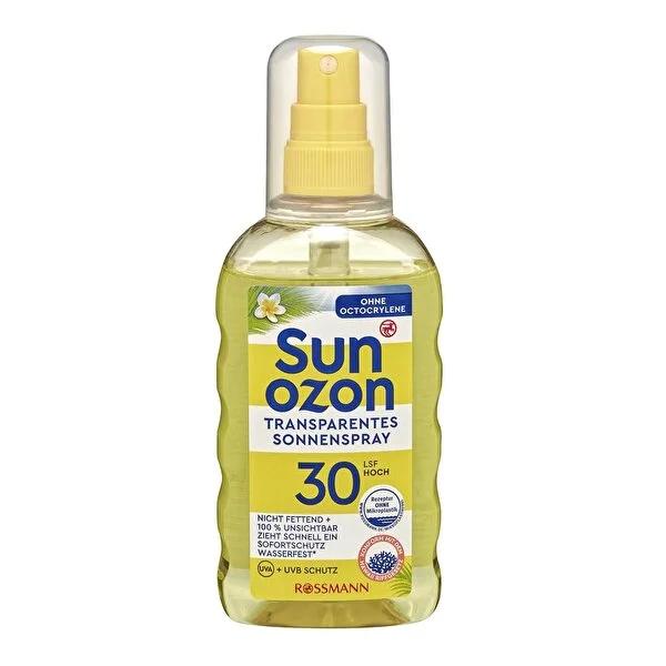 Sunozon Transparent Sunscreen Spray SPF 30 - Non-Greasy, Vegan, Water-Resistant Sun Protection for Sensitive Skin