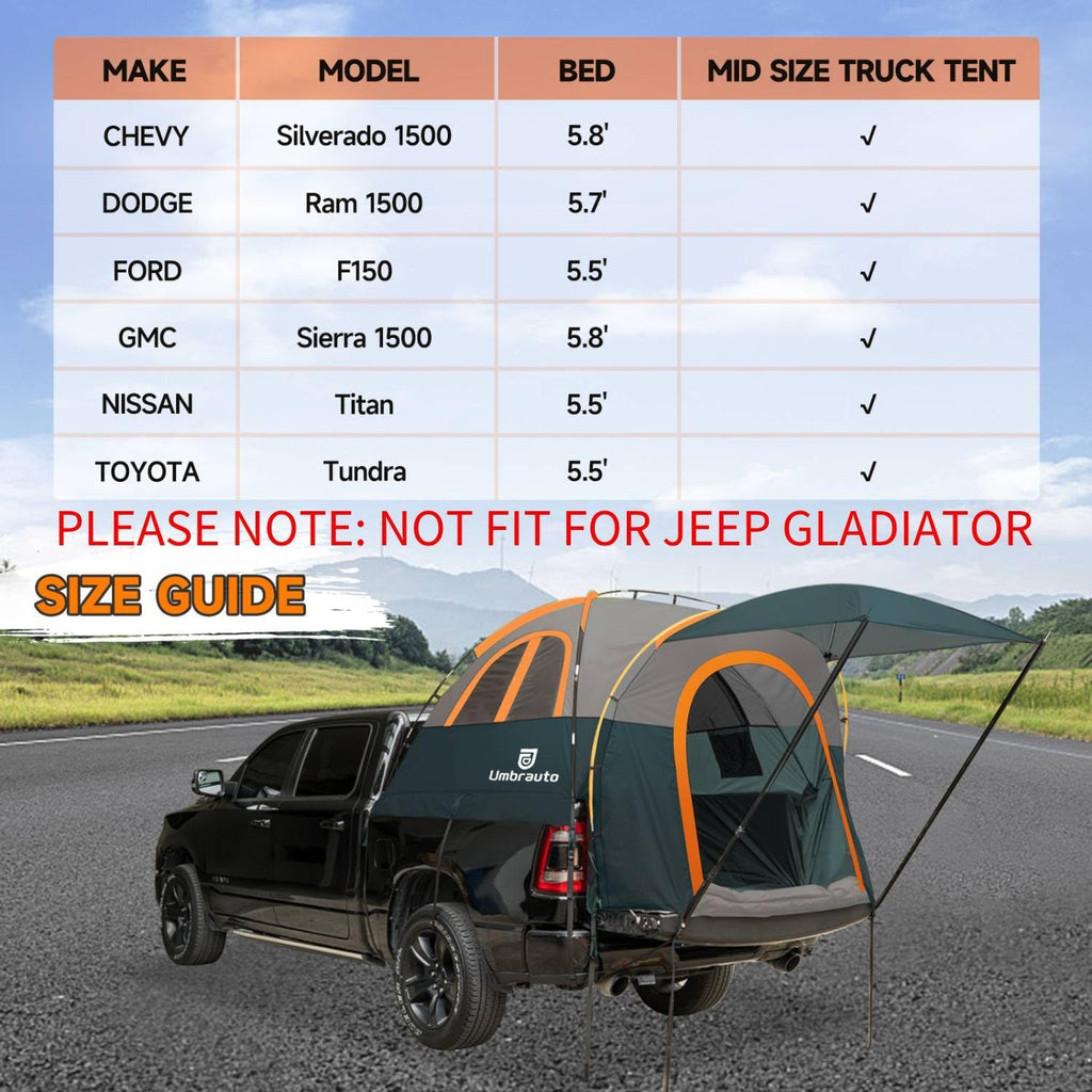 Umbrauto Truck Bed Tent with Awning,Fits 5.5-5.8 ft Truck Beds | PU3000mm Waterproof Pickup Tent