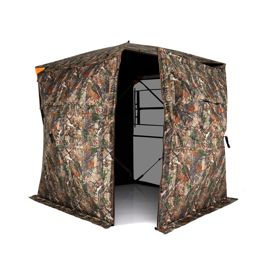 3-4 Person Hunting Blind 270° See-Through Pop-up Ground Blind with Full-Open Swing Door
