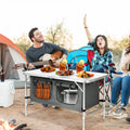 Height Adjustable Folding Camping Table-Gray