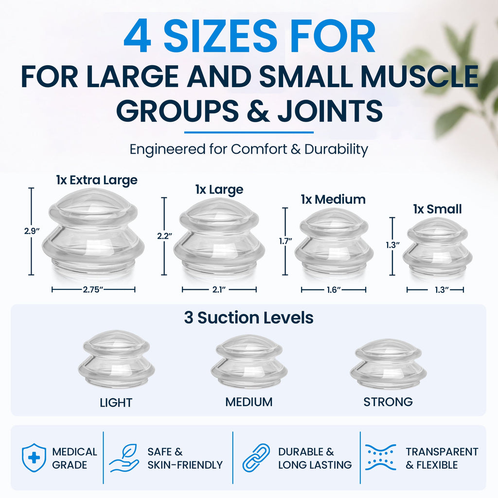 EDGE™ Cupping Therapy Set Clear, 4 Cups