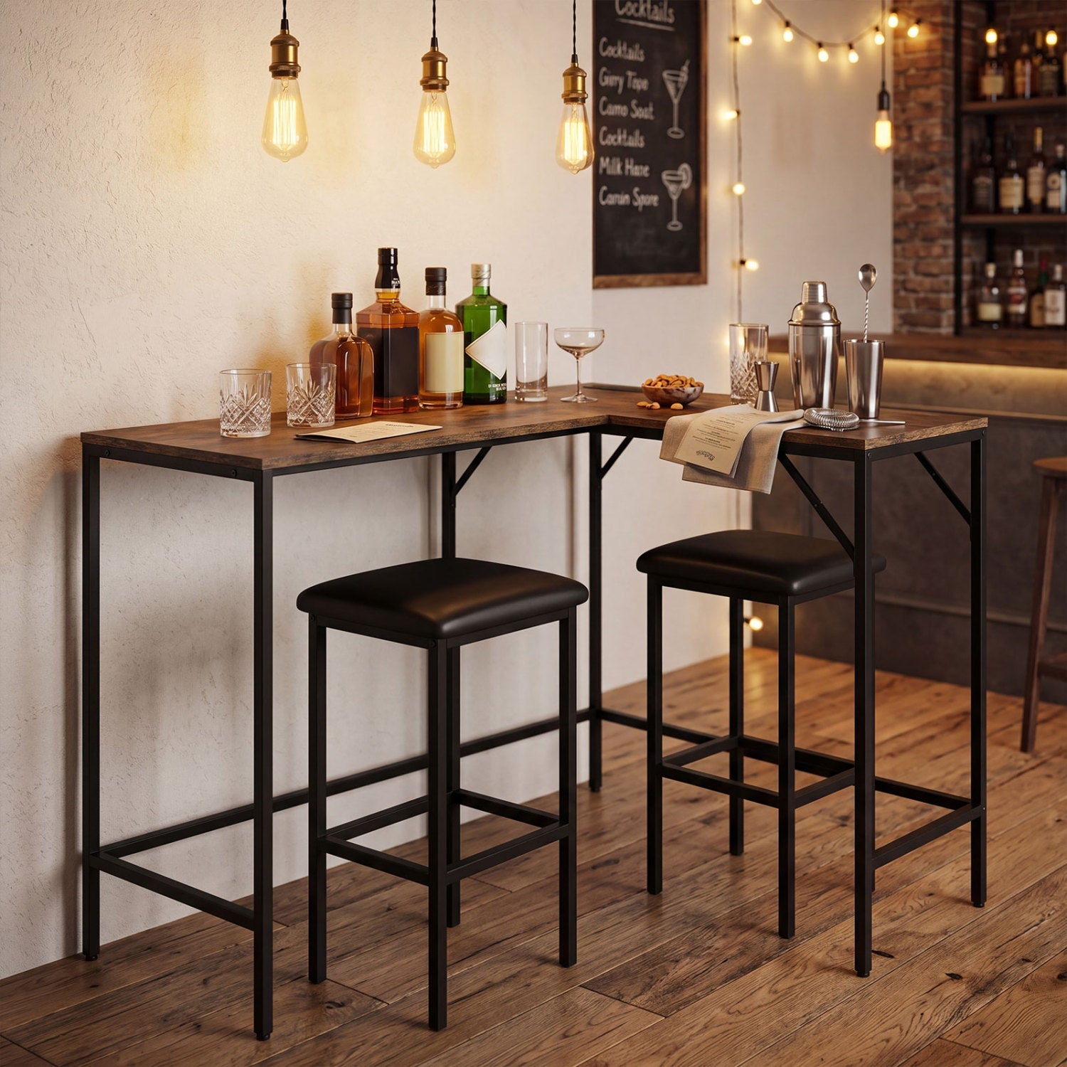3-Piece Convertible Dining Set with Built-In Charging Station