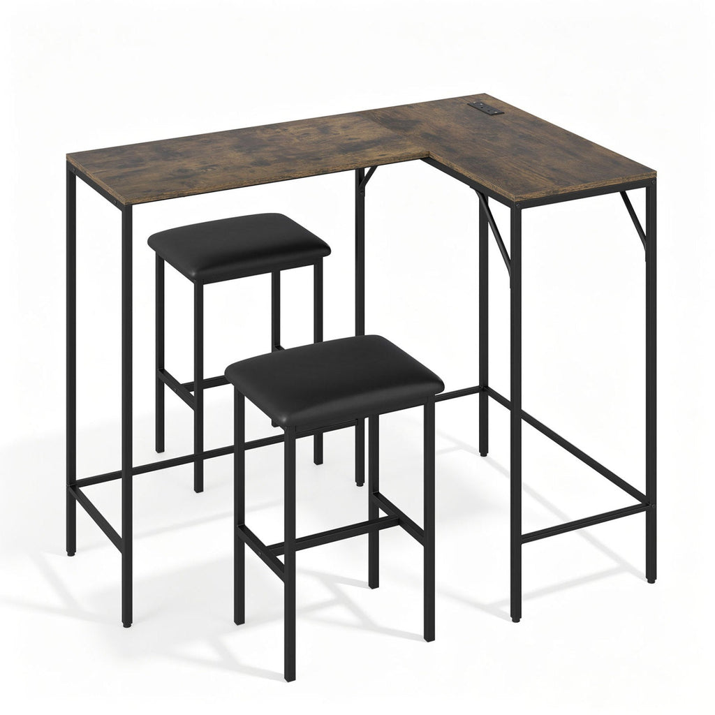3-Piece Convertible Dining Set with Built-In Charging Station